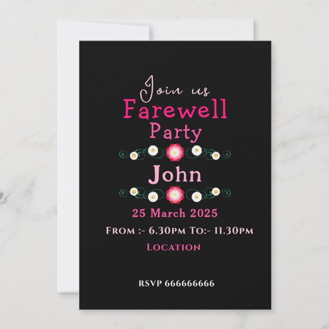 Invitación Adiós Rosa (Anverso)