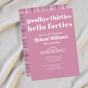 Invitación Adiós Treinta Hola Cuarentas Cumpleaños 40 Moderno