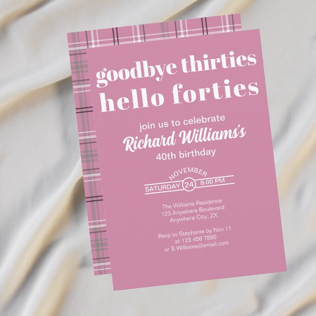 Invitación Adiós Treinta Hola Cuarentas Cumpleaños 40 Moderno (Subido por el creador)