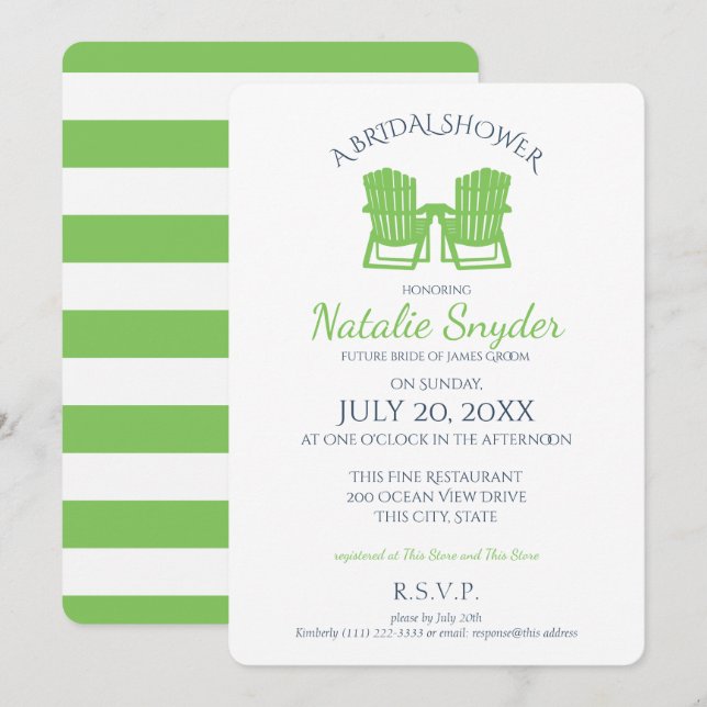 Invitación Adirondack Chairs Bridal Shower (Anverso / Reverso)