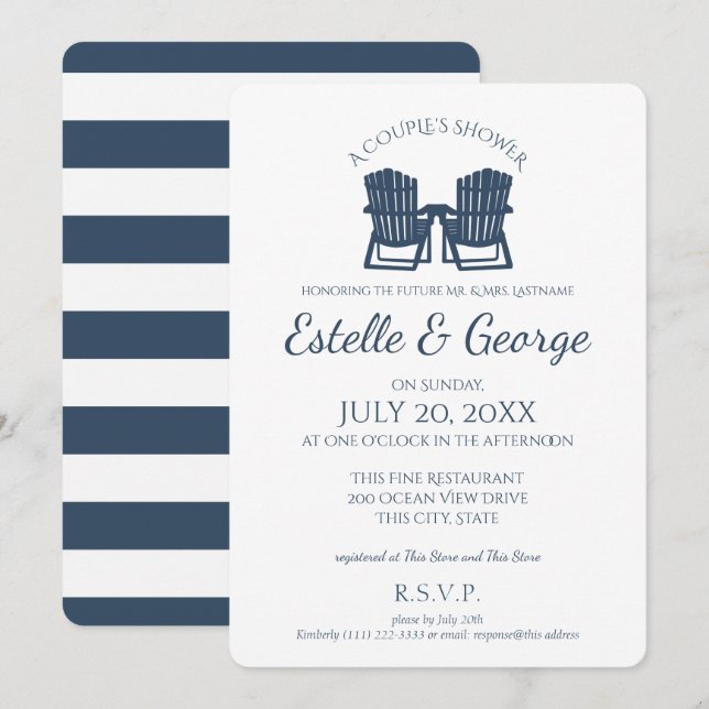 Invitación Adirondack Chairs Couple's Shower (Anverso / Reverso)