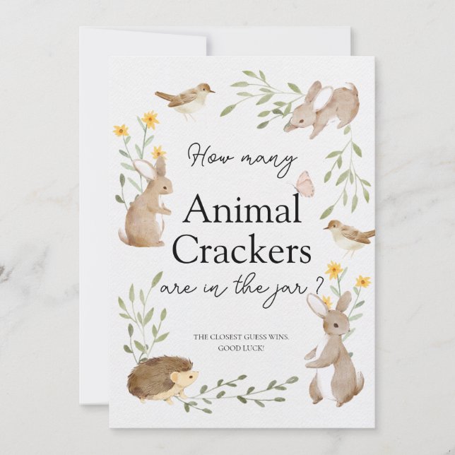 Invitación Adivina cuántas crestas Woodland Baby Shower Card (Anverso)