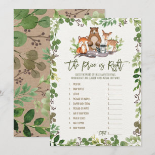 Invitación Adivina el juego de Baby Shower Woodland de precio