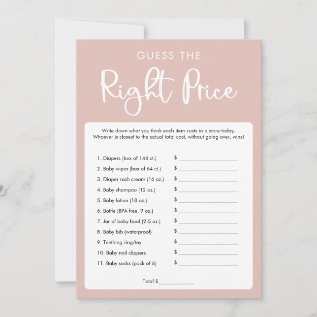 Invitación Adivina el precio correcto del juego de la ducha b (Anverso)