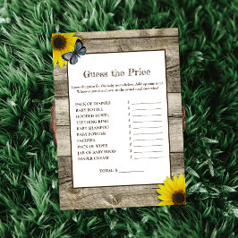 Invitación Adivina el Precio de Girasoles Rústicos Juego de B