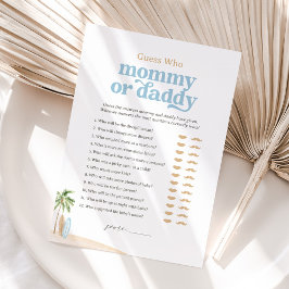 Invitación Adivina en Baby Shower de playa quién es el juego 
