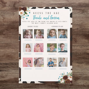 Invitación Adivina la edad Juego floral salvaje boho de la du
