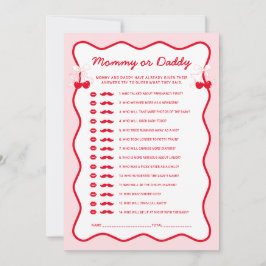 Invitación Adivina Mamá o Papá en la Fiesta de Bebé Cereza Ro