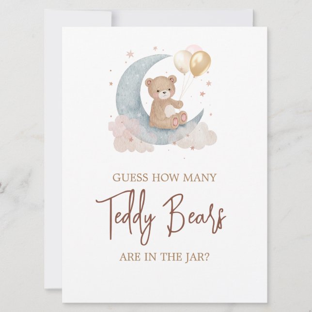 Invitación Adivina por la luna cuántas cartas de juego de osi (Anverso)