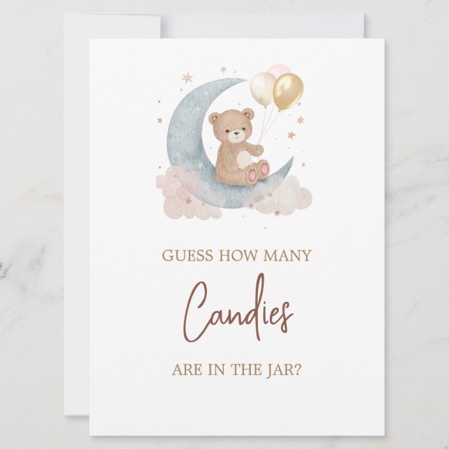 Invitación Adivina por la luna cuántas cartas de juego para l (Anverso)