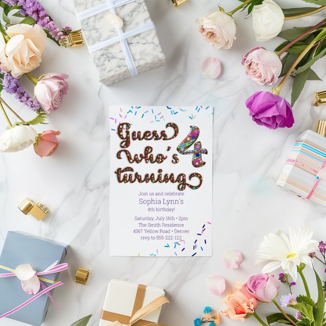 Invitación Adivina quién cumple 4 años con las rociadas (Subido por el creador)