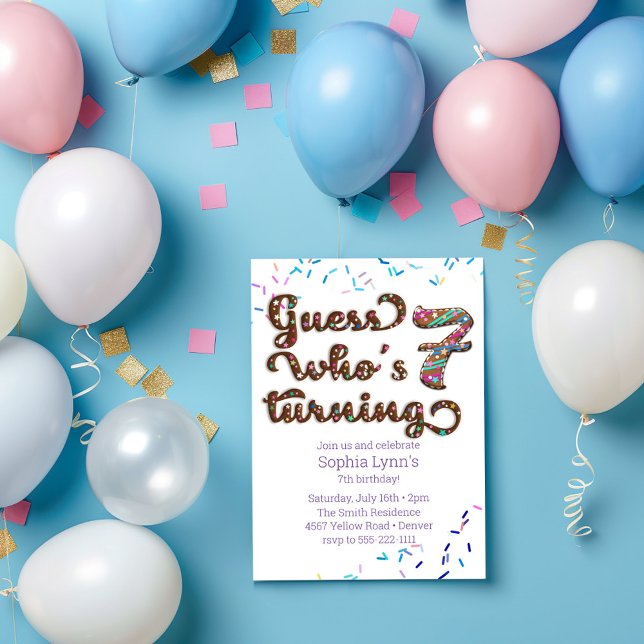 Invitación Adivina quién cumple 7 años de galleta con salpica (Subido por el creador)
