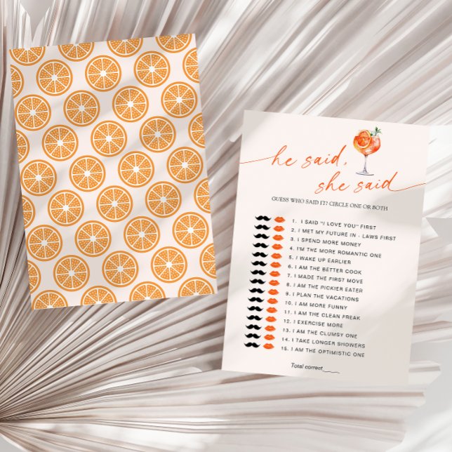 Invitación Adivina Quién Dijo Que Aperol Spritz Bridal Shower (Subido por el creador)