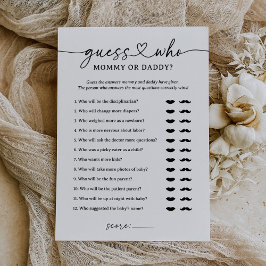Invitación Adivina quién es el juego de Baby Shower de mamá o