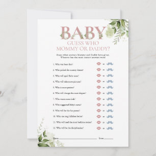 Invitación Adivina Quién Mamma Pappa Jardinería Juego de la F