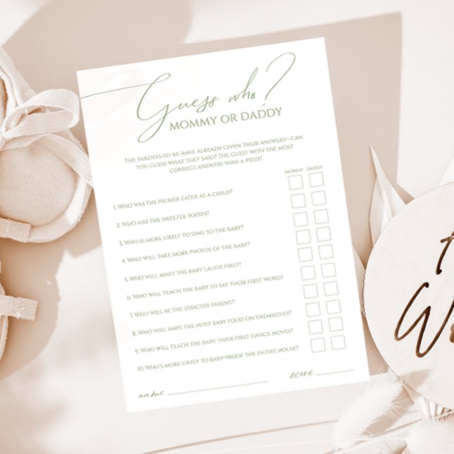 Invitación Adivina verde sabia caprichosa: ¿Quién Es La Mami  (Subido por el creador)