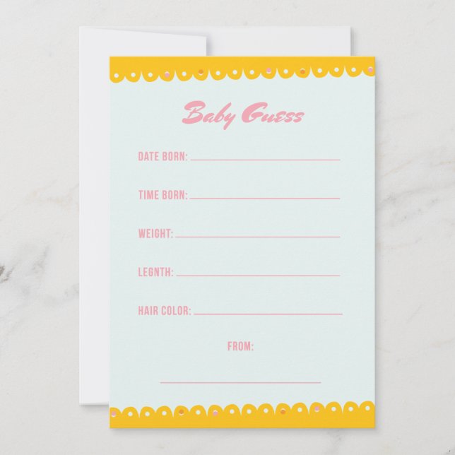 Invitación Adivinación de Baby Shower rosa (Anverso)