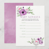 Adivinanzas de bebé en Baby Shower Floral Violeta