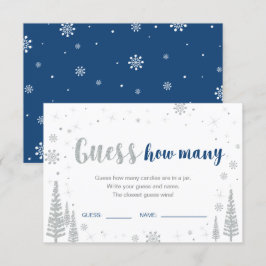 Invitación Adivinar cuántos | Juego de Baby Shower Winter Blu
