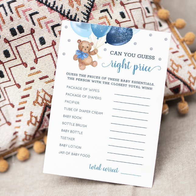 Invitación Adivinar juego de precio correcto Baby Shower Tedd (Subido por el creador)