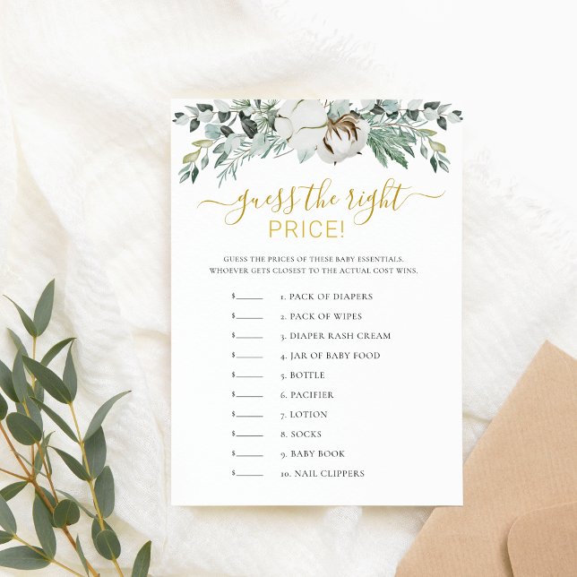 Invitación Adivinen el juego de Baby Shower Price Boho Greene (Subido por el creador)