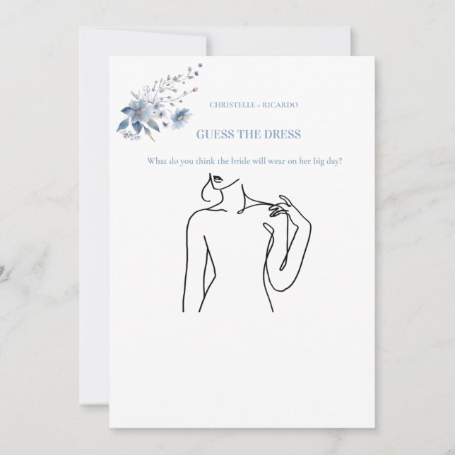 Invitación Adivinen el juego de la ducha de novia vestido de  (Anverso)
