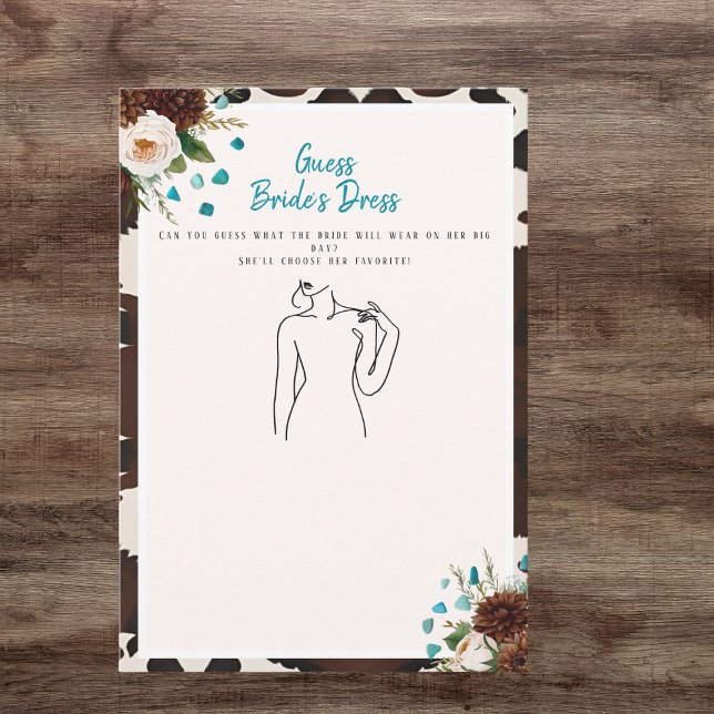 Invitación Adivinen el juego de Vestir Bridal Shower Rustic B (Guess the Dress Bridal Shower Rustic Boho game)