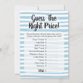 Invitación Adivinen El Precio Bridal Shower Game Blue White