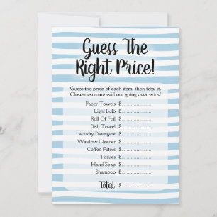 Invitación Adivinen El Precio Bridal Shower Game Blue White