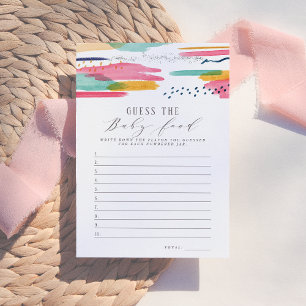 Invitación Adivinen La Comida Del Bebé   Rosa y azul abstract