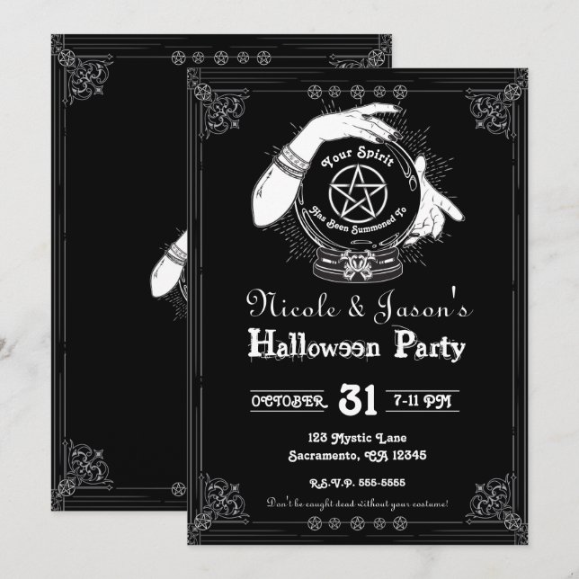 Invitación Adivino de la fortuna mística Fiesta de Halloween  (Anverso / Reverso)