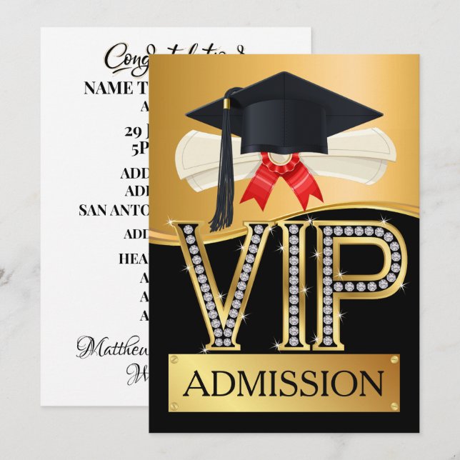 Invitación Admisión VIP de GRADUACIÓN (Anverso / Reverso)