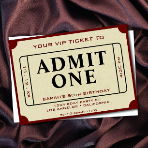 Invitación Admite boleto de película retro una fiesta de cump