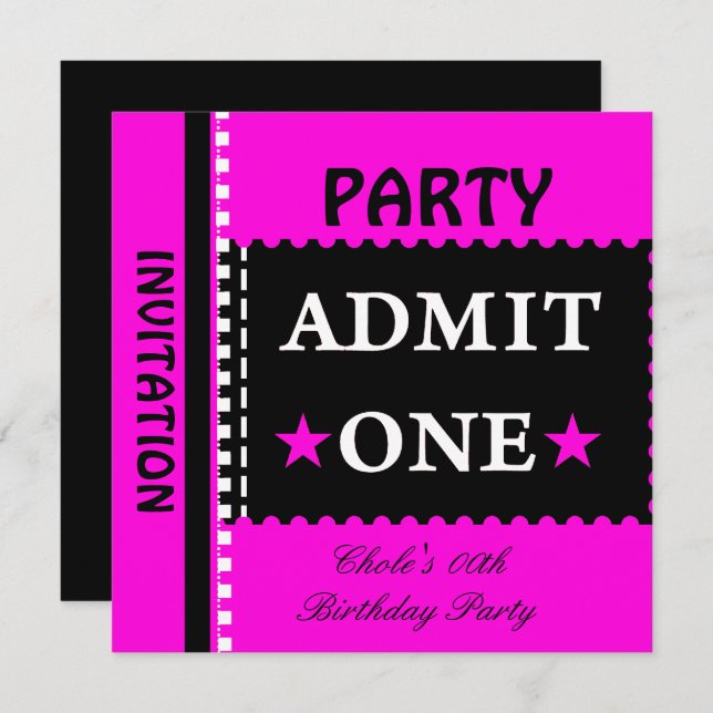 Invitación Admitir Chicas de partido de un cumpleaños de colo (Anverso / Reverso)