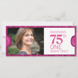 Invitación Admitir una fiesta de cumpleaños 75 VIP color rosa