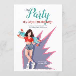 Invitación Adolescente con monopatín