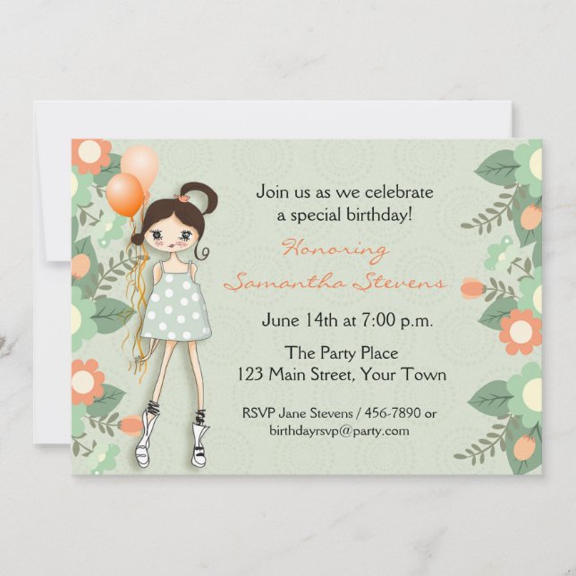 Invitación Adolescente de moda, cumpleaños (Anverso)