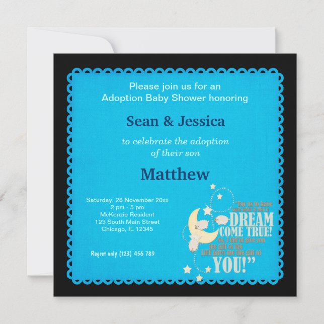 Invitación Adopción de Baby Shower Boy (Anverso)