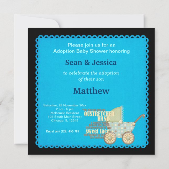 Invitación Adopción de Baby Shower Boy (Anverso)