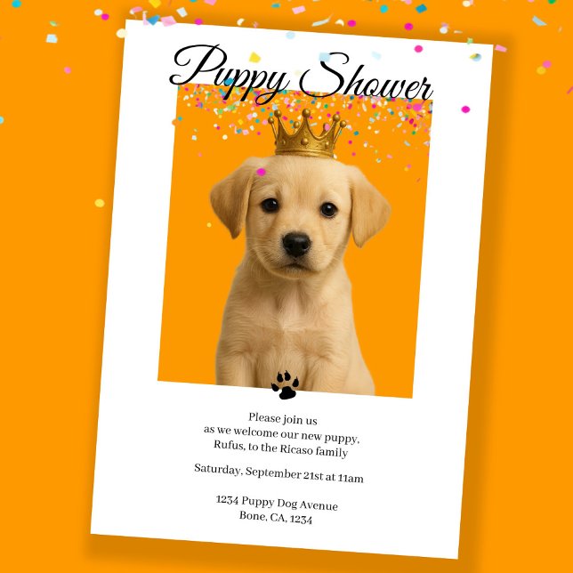 Invitación Adopción personalizada de perro con ducha de pipa (Puppy Shower Cute Personalized Dog Adoption Invitation by Ricaso. For new pup or adopted adult dog)
