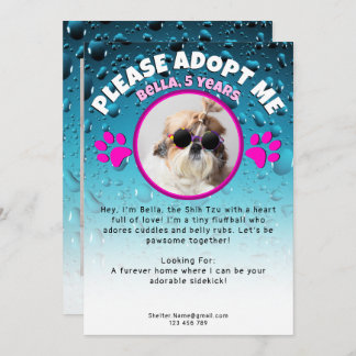 Invitación Adopt me dog custom 2 photo shelter animal rescue
