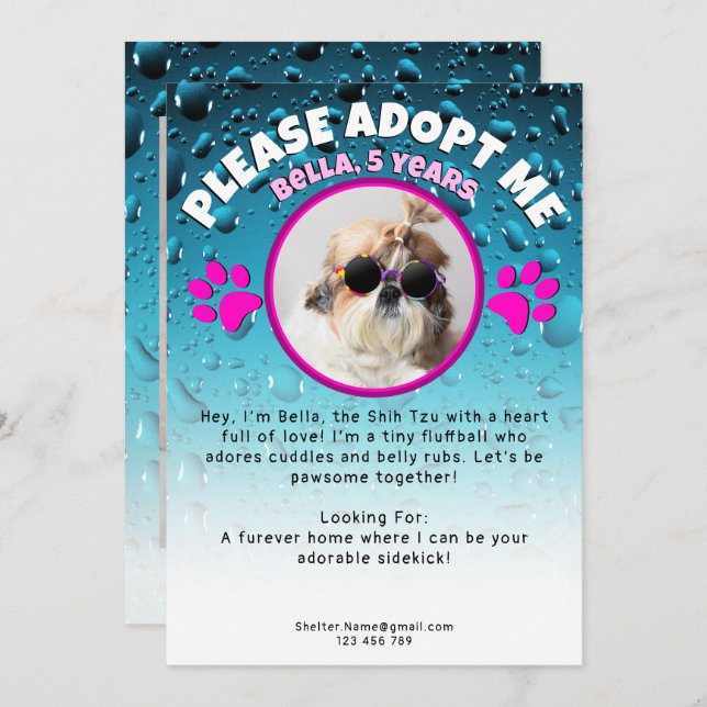 Invitación Adopt me dog custom 2 photo shelter animal rescue (Anverso / Reverso)