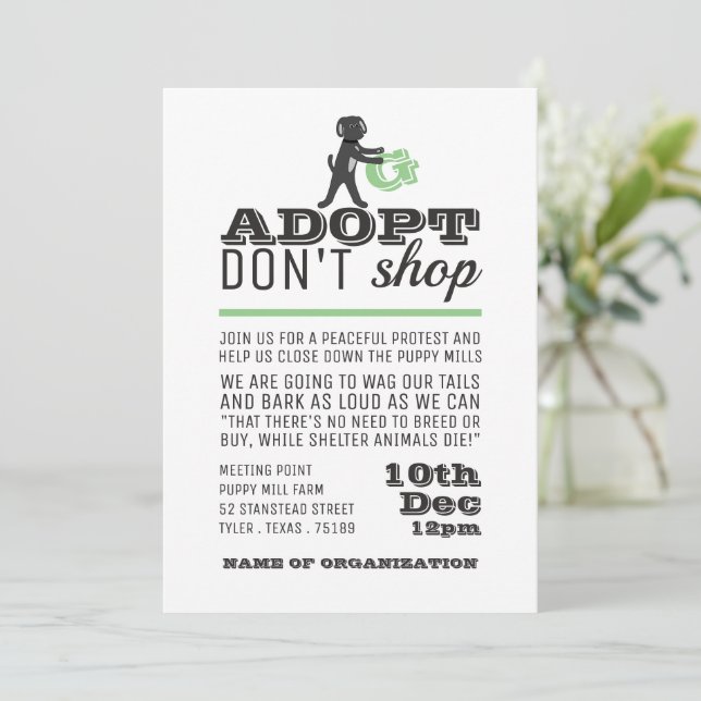Invitación Adoptar no comprar, punto de encuentro (Anverso de pie)