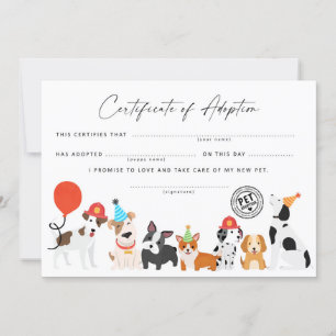 Invitación Adoptar un certificado de adopción de cumpleaños d