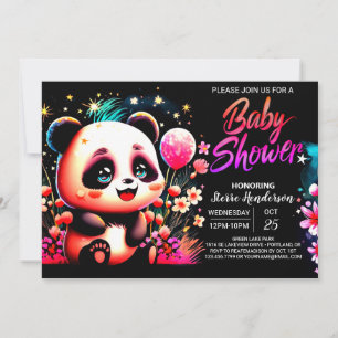 Invitación Adorable acuarela Panda Haven Chica Baby Shower