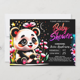 Invitación Adorable acuarela Panda Haven Chica Baby Shower