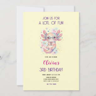 Invitación Adorable Ajolote con gafas Fiesta de cumpleaños pa