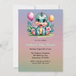 Invitación Adorable Baby Dinosaur Baby Shower