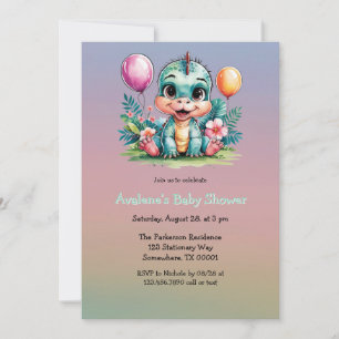 Invitación Adorable Baby Dinosaur Baby Shower