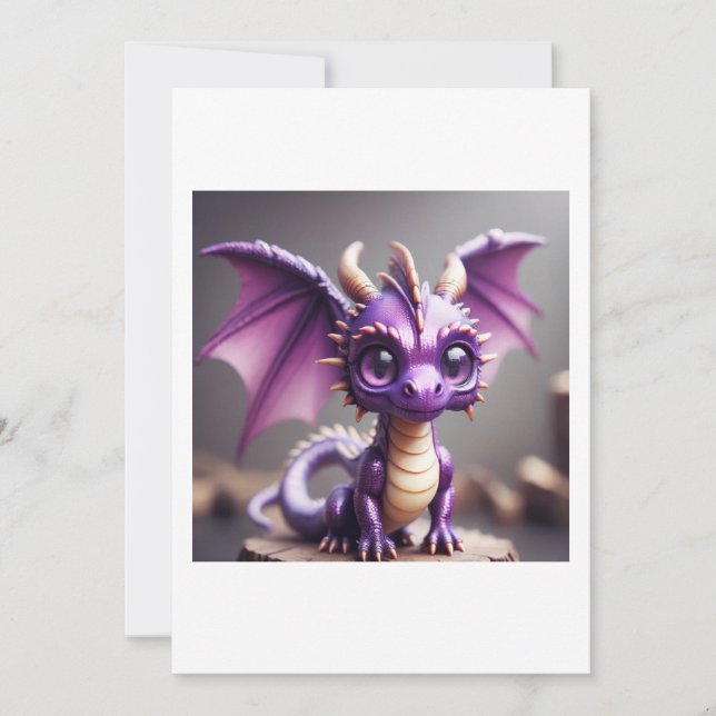 Invitación adorable baby dragon (Anverso)